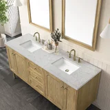 Laurent 72" Double Vanity, Light Natural Oak w/ 3 CM Eternal Jasmine Pearl Top
