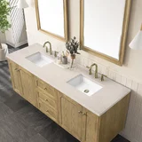 Laurent 72" Double Vanity, Light Natural Oak w/ 3 CM Eternal Marfil Top