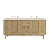 Laurent 72" Double Vanity, Light Natural Oak w/ 3 CM Eternal Marfil Top