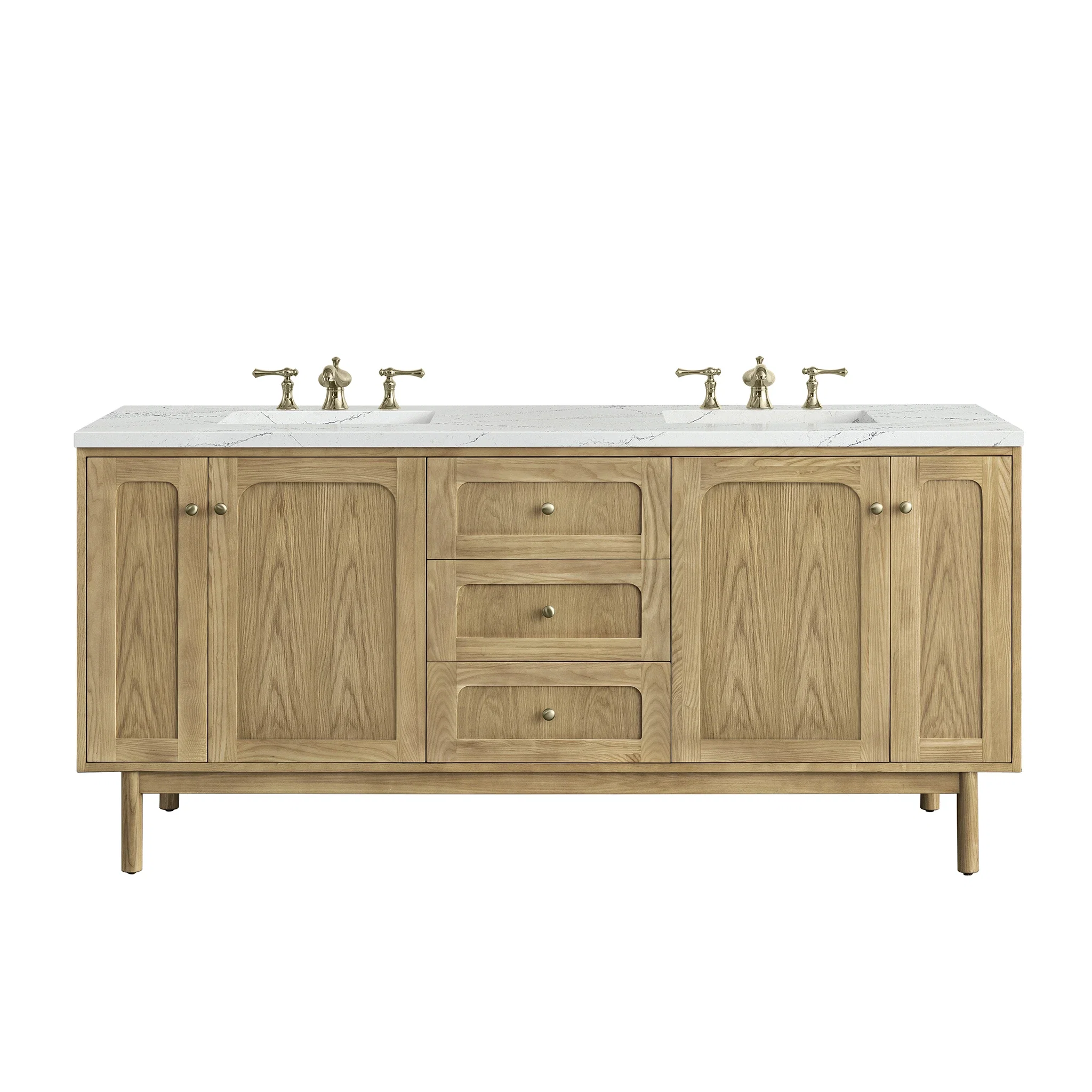 Laurent 72" Double Vanity, Light Natural Oak w/ 3 CM Ethereal Noctis Top