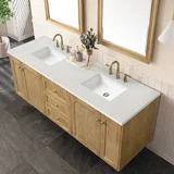 Laurent 72" Double Vanity, Light Natural Oak w/ 3 CM Lime Delight Top