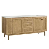 Laurent 72" Double Vanity, Light Natural Oak w/ 3 CM Lime Delight Top