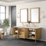 Laurent 72" Double Vanity, Light Natural Oak w/ 3 CM Lime Delight Top