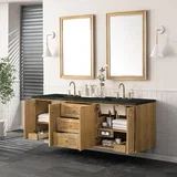 Laurent 72" Double Vanity, Light Natural Oak, w/ 3 CM Phantome Eclos Top