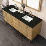 Laurent 72" Double Vanity, Light Natural Oak, w/ 3 CM Phantome Eclos Top