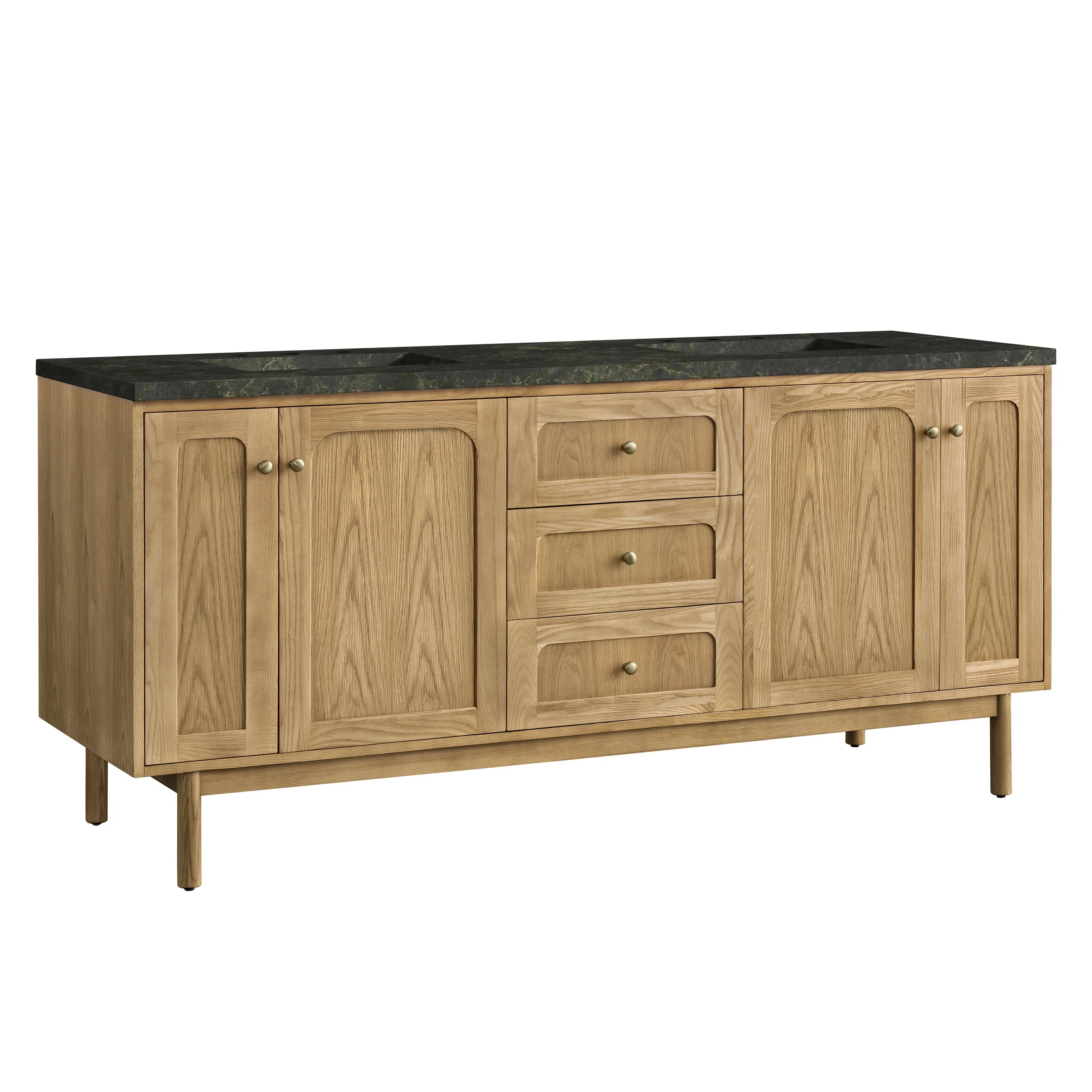 Laurent 72" Double Vanity, Light Natural Oak, w/ 3 CM Phantome Eclos Top