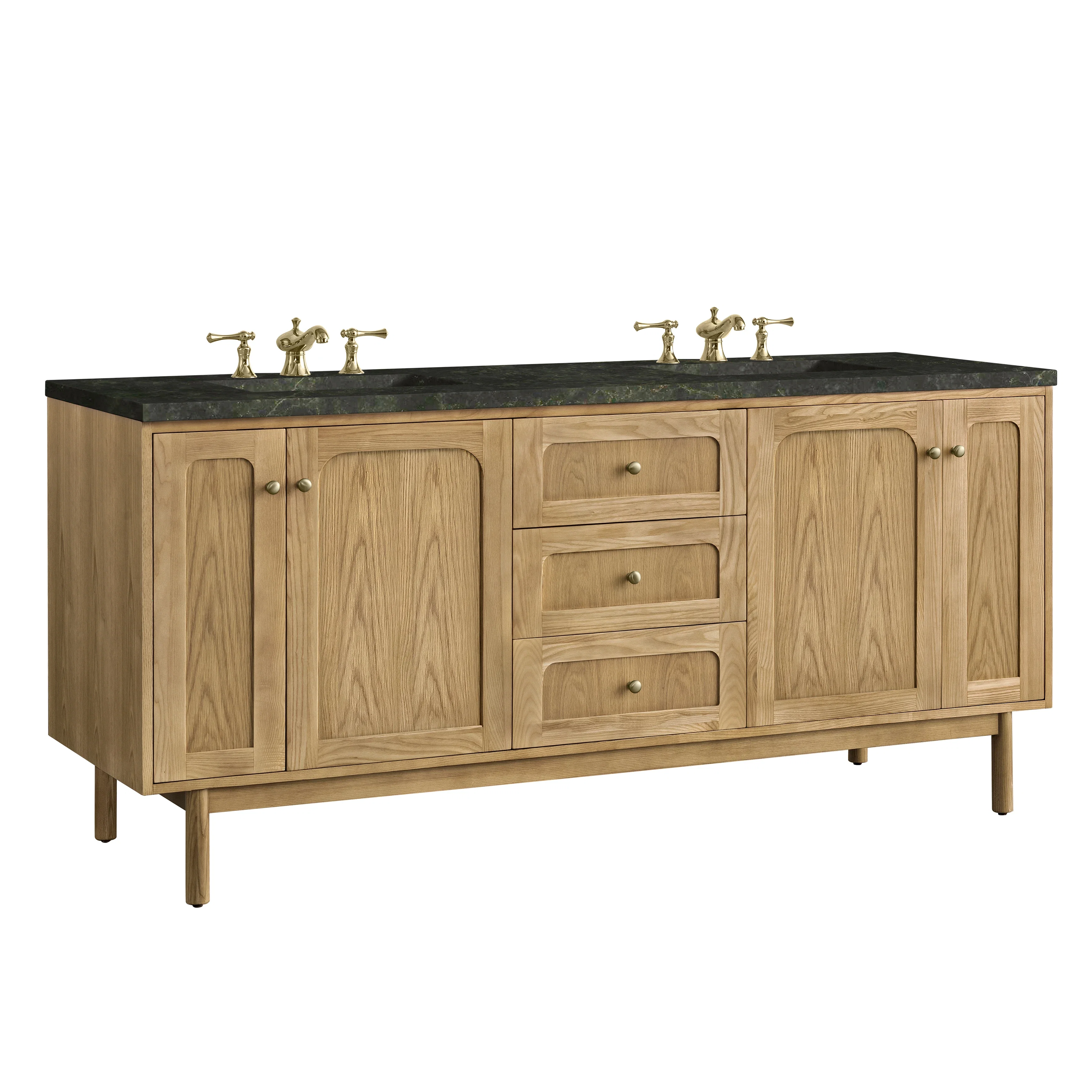 Laurent 72" Double Vanity, Light Natural Oak, w/ 3 CM Phantome Eclos Top