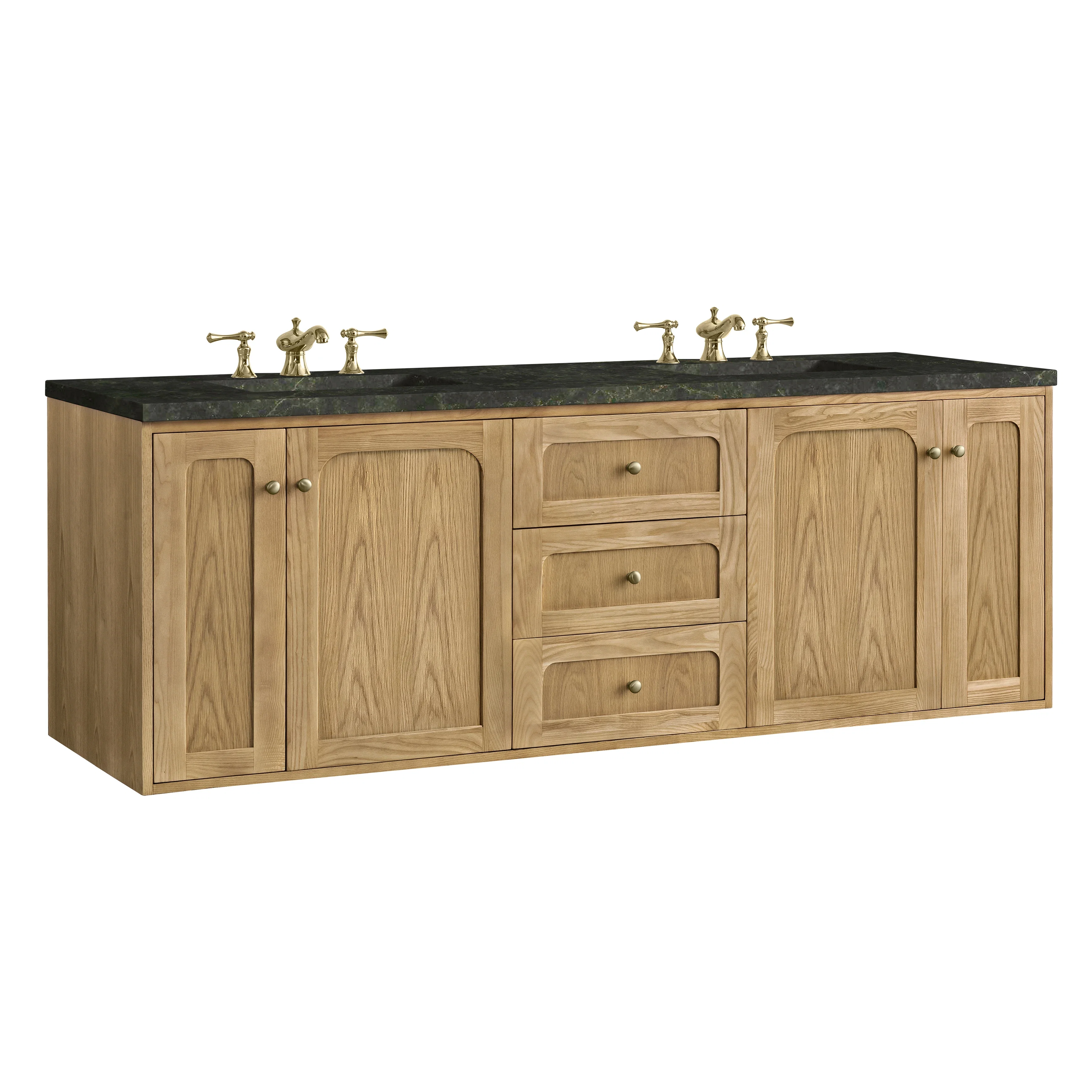 Laurent 72" Double Vanity, Light Natural Oak, w/ 3 CM Phantome Eclos Top