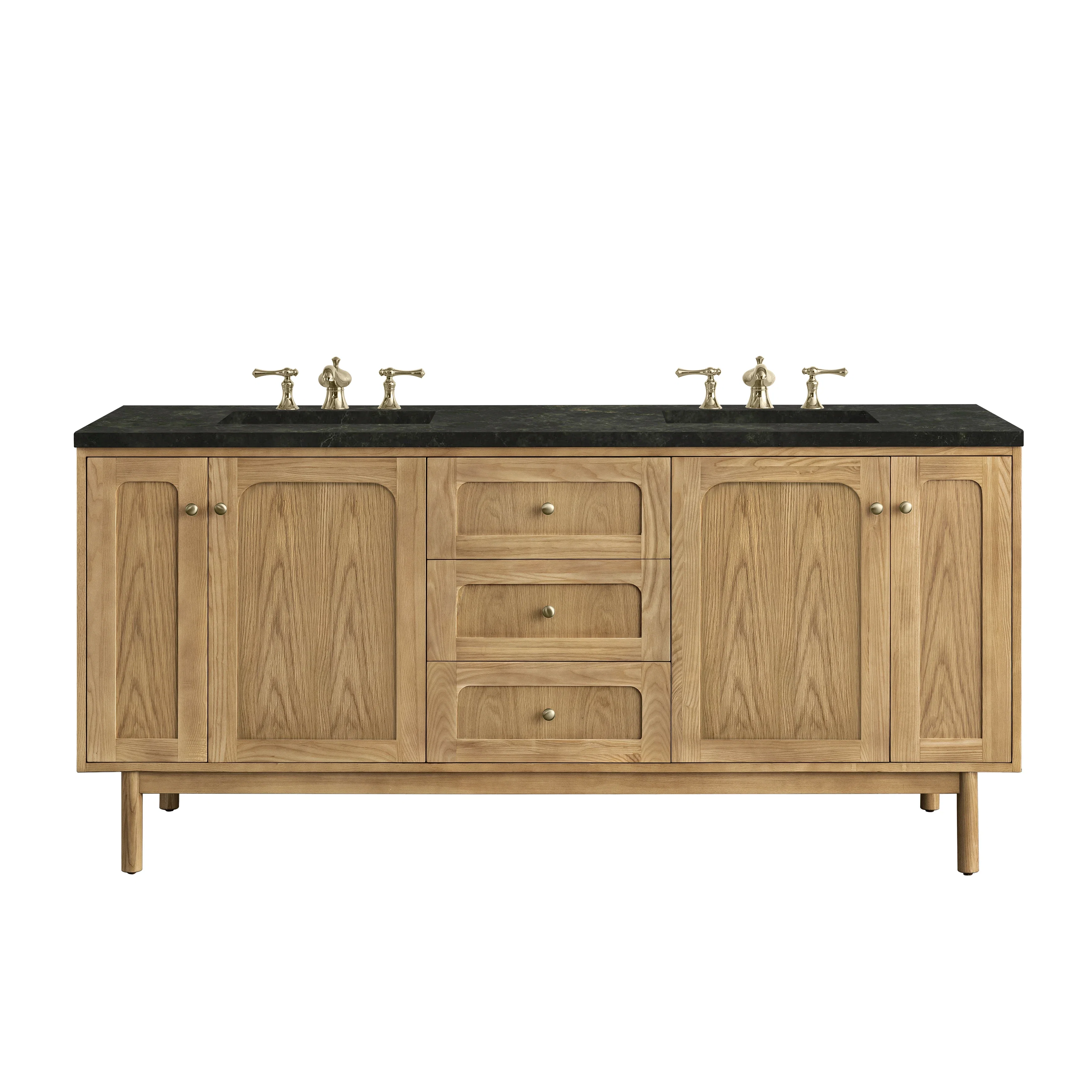 Laurent 72" Double Vanity, Light Natural Oak, w/ 3 CM Phantome Eclos Top