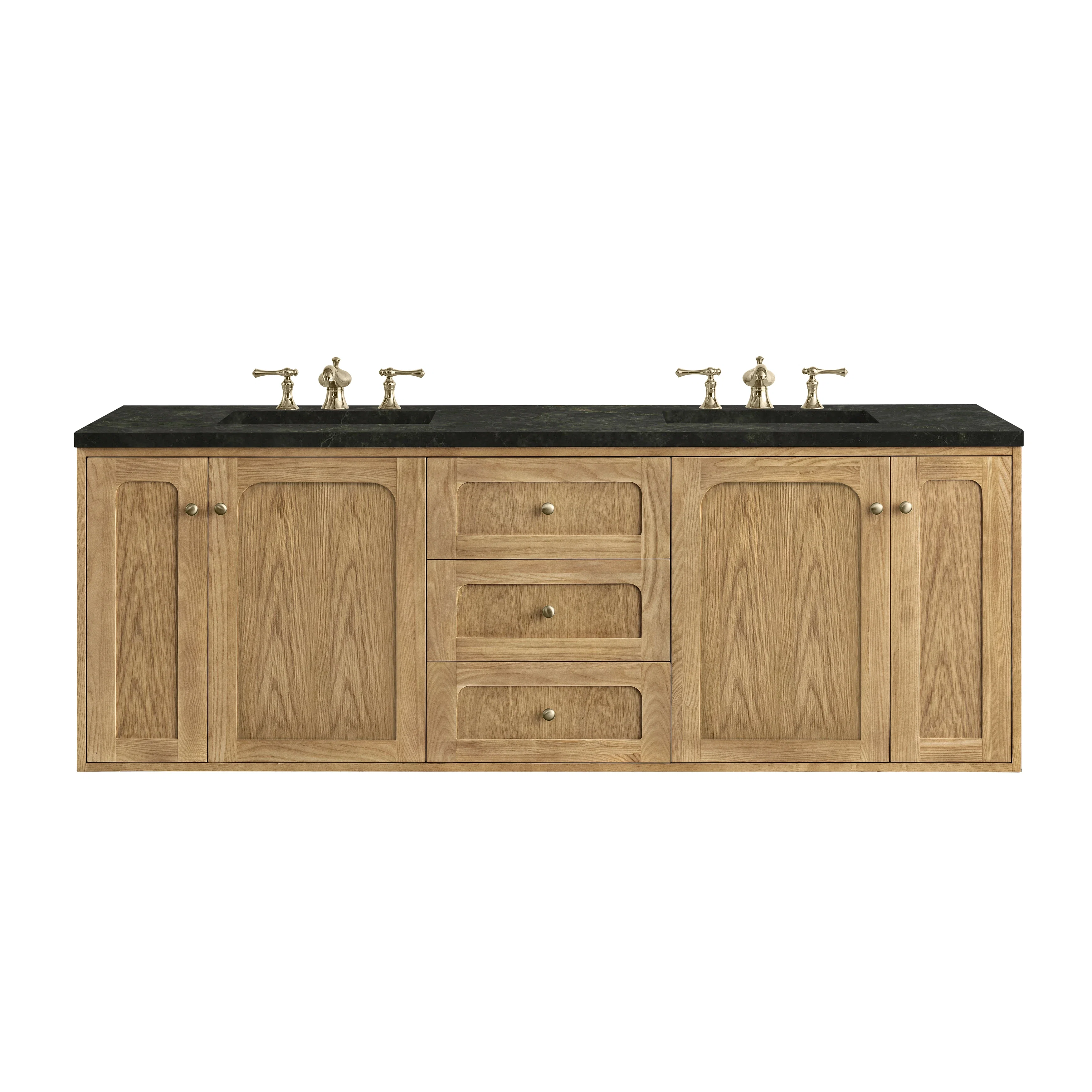 Laurent 72" Double Vanity, Light Natural Oak, w/ 3 CM Phantome Eclos Top