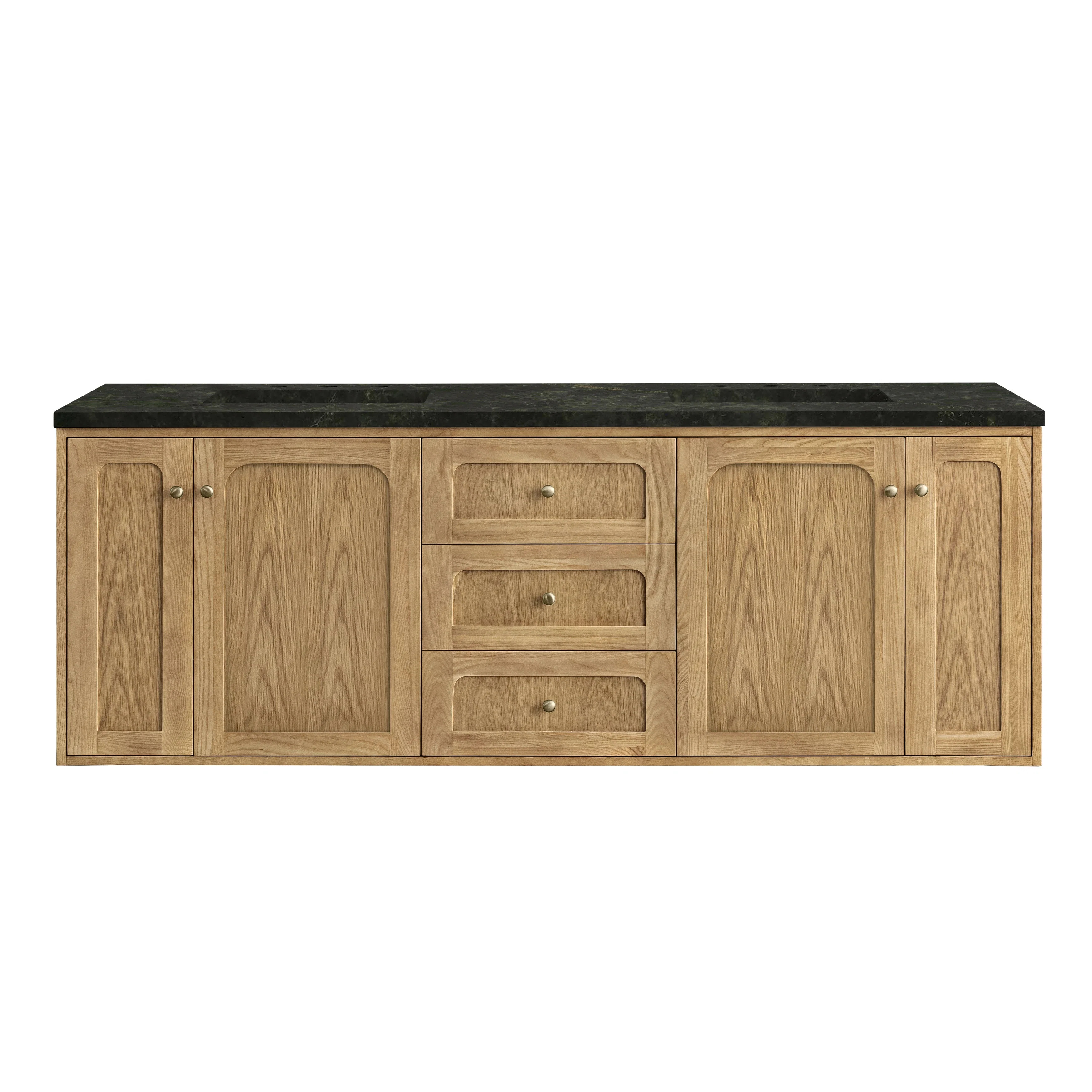 Laurent 72" Double Vanity, Light Natural Oak, w/ 3 CM Phantome Eclos Top