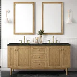 Laurent 72" Double Vanity, Light Natural Oak, w/ 3 CM Phantome Eclos Top