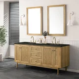Laurent 72" Double Vanity, Light Natural Oak, w/ 3 CM Phantome Eclos Top