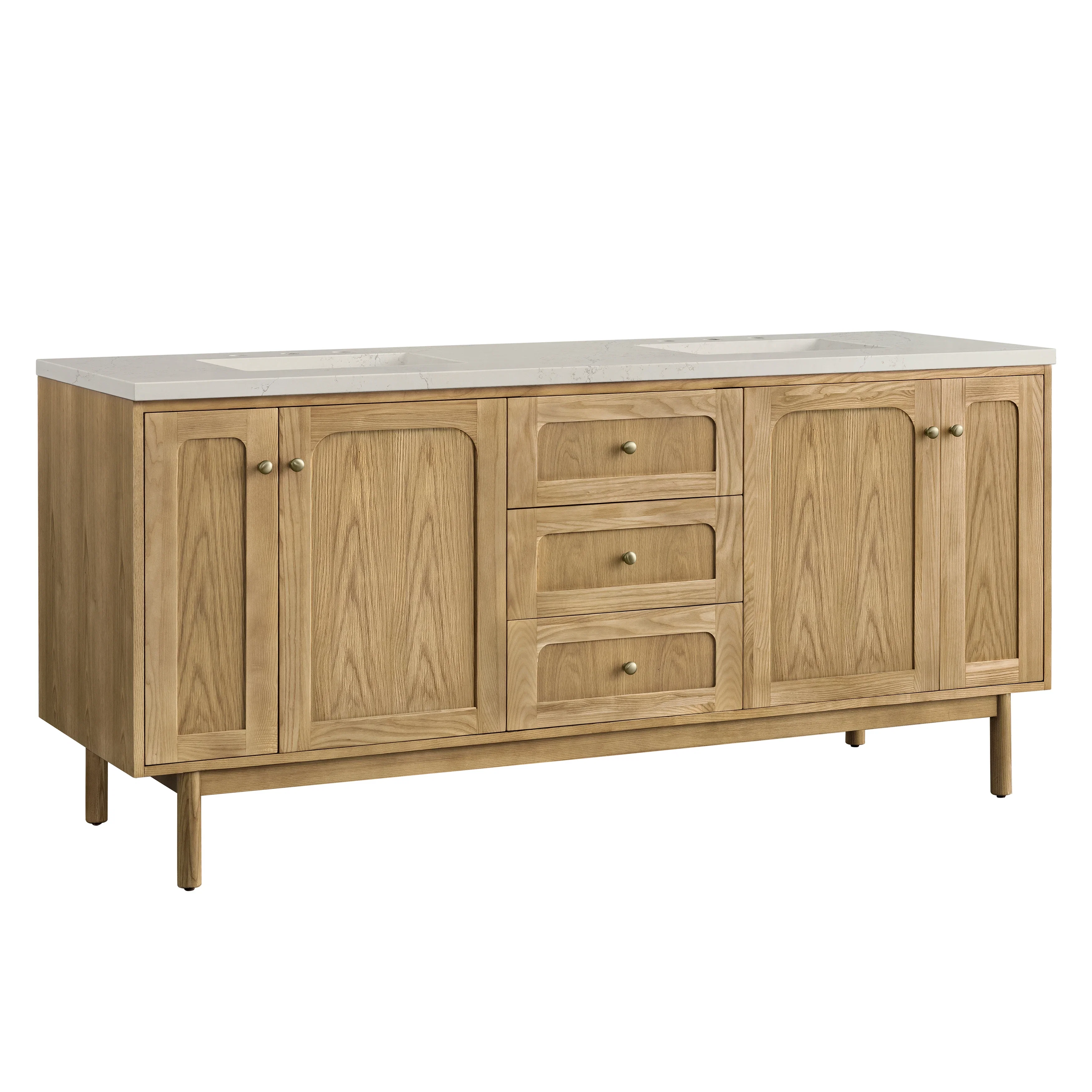 Laurent 72" Double Vanity, Light Natural Oak, w/ 3 CM Siberian Silestone Top