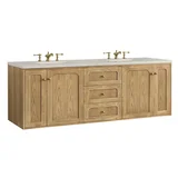 Laurent 72" Double Vanity, Light Natural Oak, w/ 3 CM Siberian Silestone Top