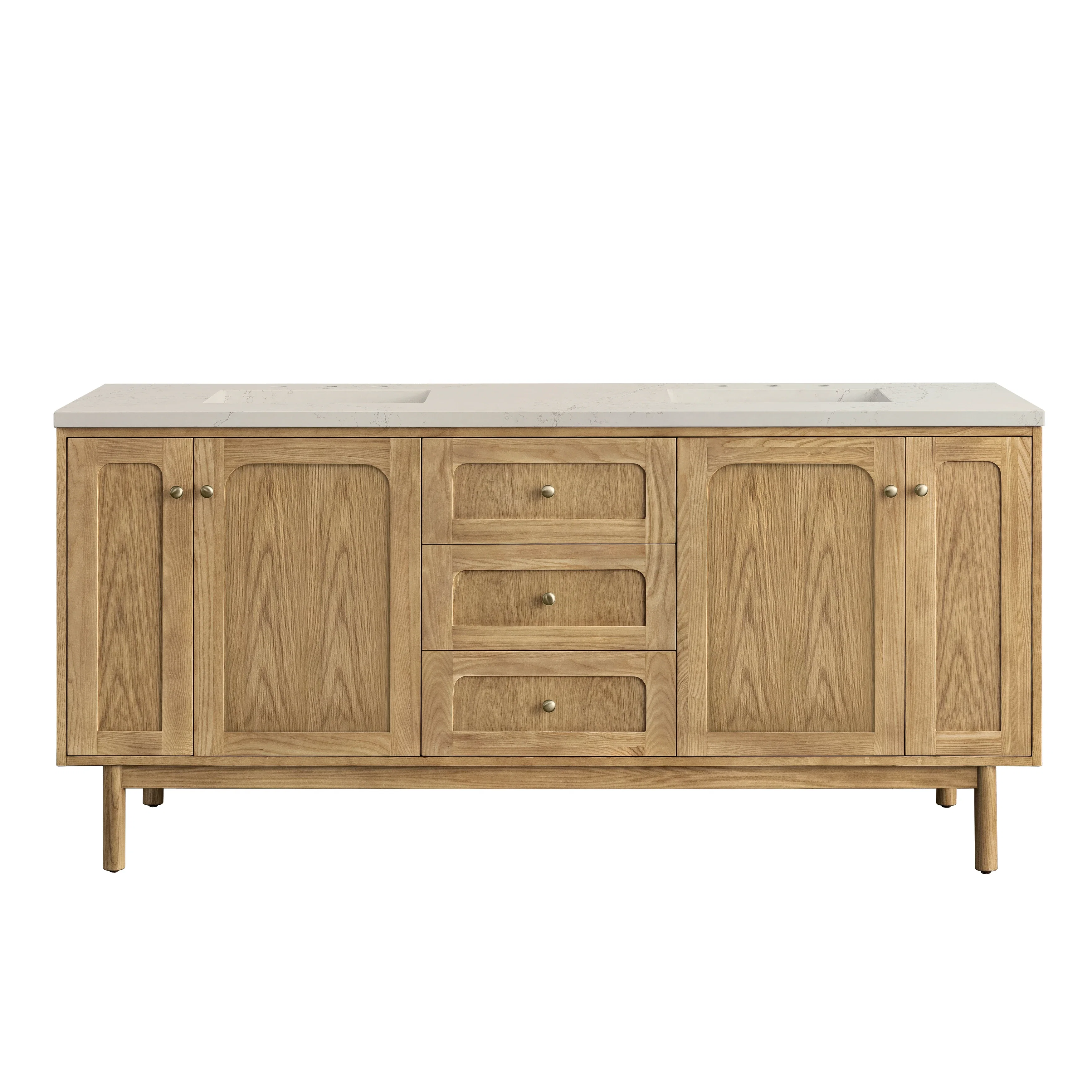 Laurent 72" Double Vanity, Light Natural Oak, w/ 3 CM Siberian Silestone Top
