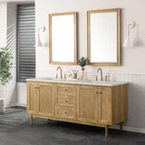 Laurent 72" Double Vanity, Light Natural Oak, w/ 3 CM Siberian Silestone Top