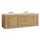 Laurent 72" Double Vanity, Light Natural Oak, w/ 3 CM Tajnar Eclos Top