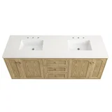 Laurent 72" Double Vanity, Light Natural Oak w/ 3 CM White Zeus Top