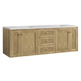 Laurent 72" Double Vanity, Light Natural Oak w/ 3 CM Eternal Jasmine Pearl Top w/FreePower Wireless Charger