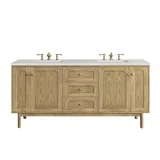 Laurent 72" Double Vanity, Light Natural Oak w/ 3 CM Eternal Jasmine Pearl Top w/FreePower Wireless Charger