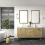 Laurent 72" Double Vanity, Light Natural Oak w/ 3 CM Eternal Jasmine Pearl Top w/FreePower Wireless Charger