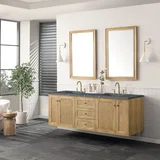 Laurent 72" Double Vanity, Light Natural Oak w/ 3 CM Parisien Bleu Top w/FreePower Wireless Charger