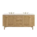 Laurent 72" Double Vanity, Light Natural Oak, w/ 3 CM Siberian Silestone Top w/FreePower Wireless Charger
