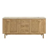 Laurent 72" Double Vanity, Light Natural Oak, w/ 3 CM Tajnar Eclos Top w/FreePower Wireless Charger