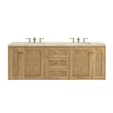 Laurent 72" Double Vanity, Light Natural Oak, w/ 3 CM Tajnar Eclos Top w/FreePower Wireless Charger