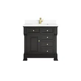 Brookfield 36" Single Vanity, Black Onyx w/ Single Hole 3 CM White Zeus Silestone Top & Backsplash