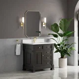 Brookfield 36" Single Vanity, Black Onyx w/ Single Hole 3 CM White Zeus Silestone Top & Backsplash