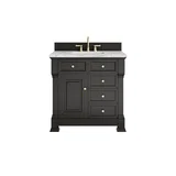 Brookfield 36" Single Vanity, Black Onyx w/3 CM Carrara White Marble Top
