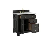 Brookfield 36" Single Vanity, Black Onyx w/3 CM Carrara White Marble Top
