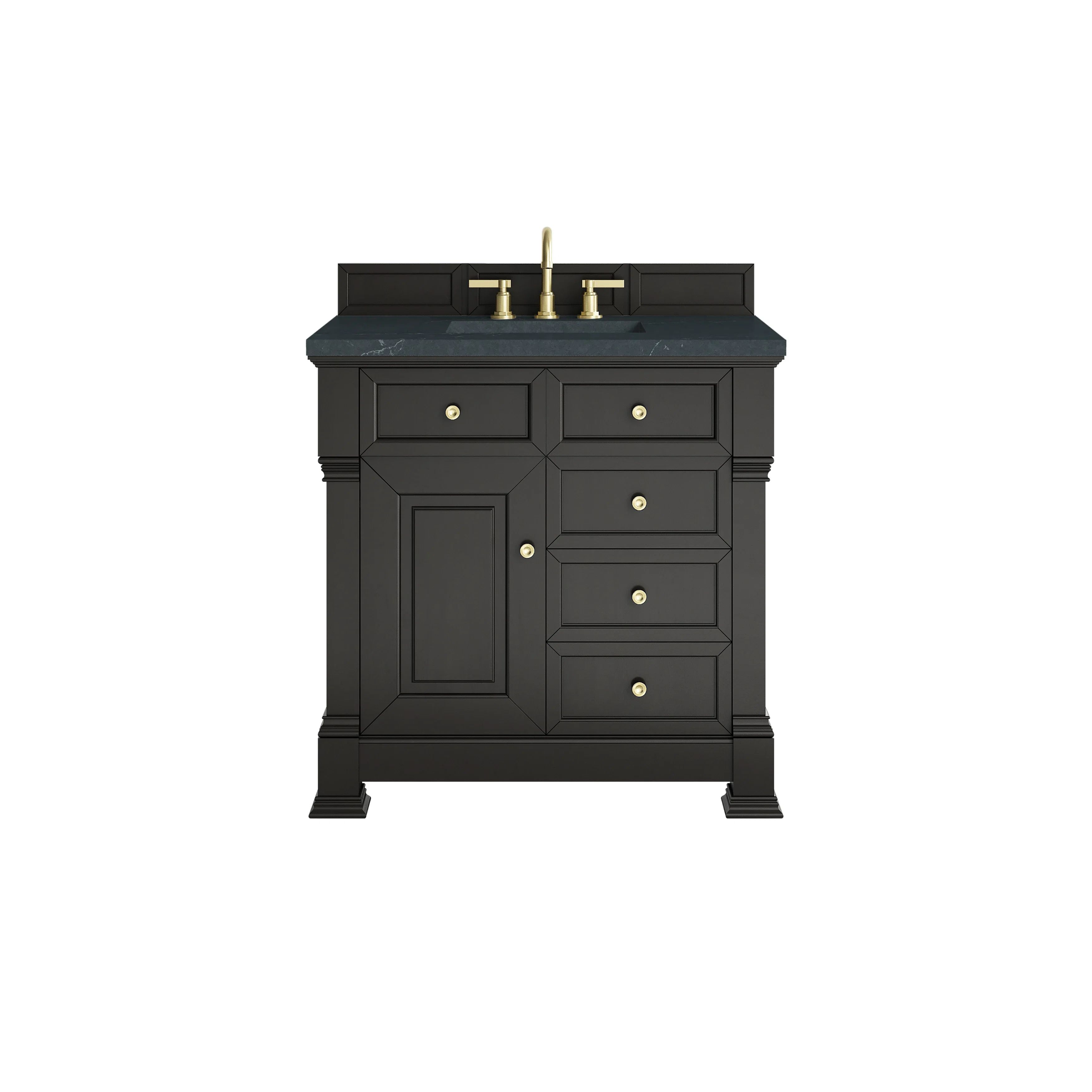 Brookfield 36" Single Vanity, Black Onyx w/3 CM Charcoal Soapstone Silestone Top