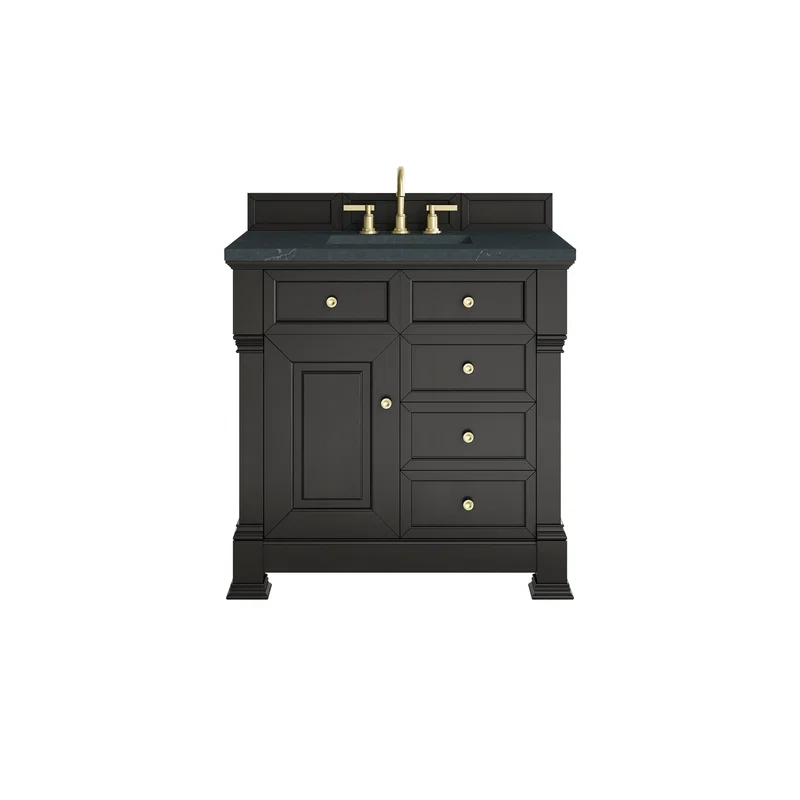 Brookfield 36" Single Vanity, Black Onyx w/3 CM Charcoal Soapstone Silestone Top