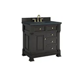 Brookfield 36" Single Vanity, Black Onyx w/3 CM Charcoal Soapstone Silestone Top