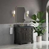 Brookfield 36" Single Vanity, Black Onyx w/3 CM Charcoal Soapstone Silestone Top