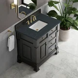 Brookfield 36" Single Vanity, Black Onyx w/3 CM Charcoal Soapstone Silestone Top