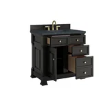 Brookfield 36" Single Vanity, Black Onyx w/3 CM Charcoal Soapstone Silestone Top