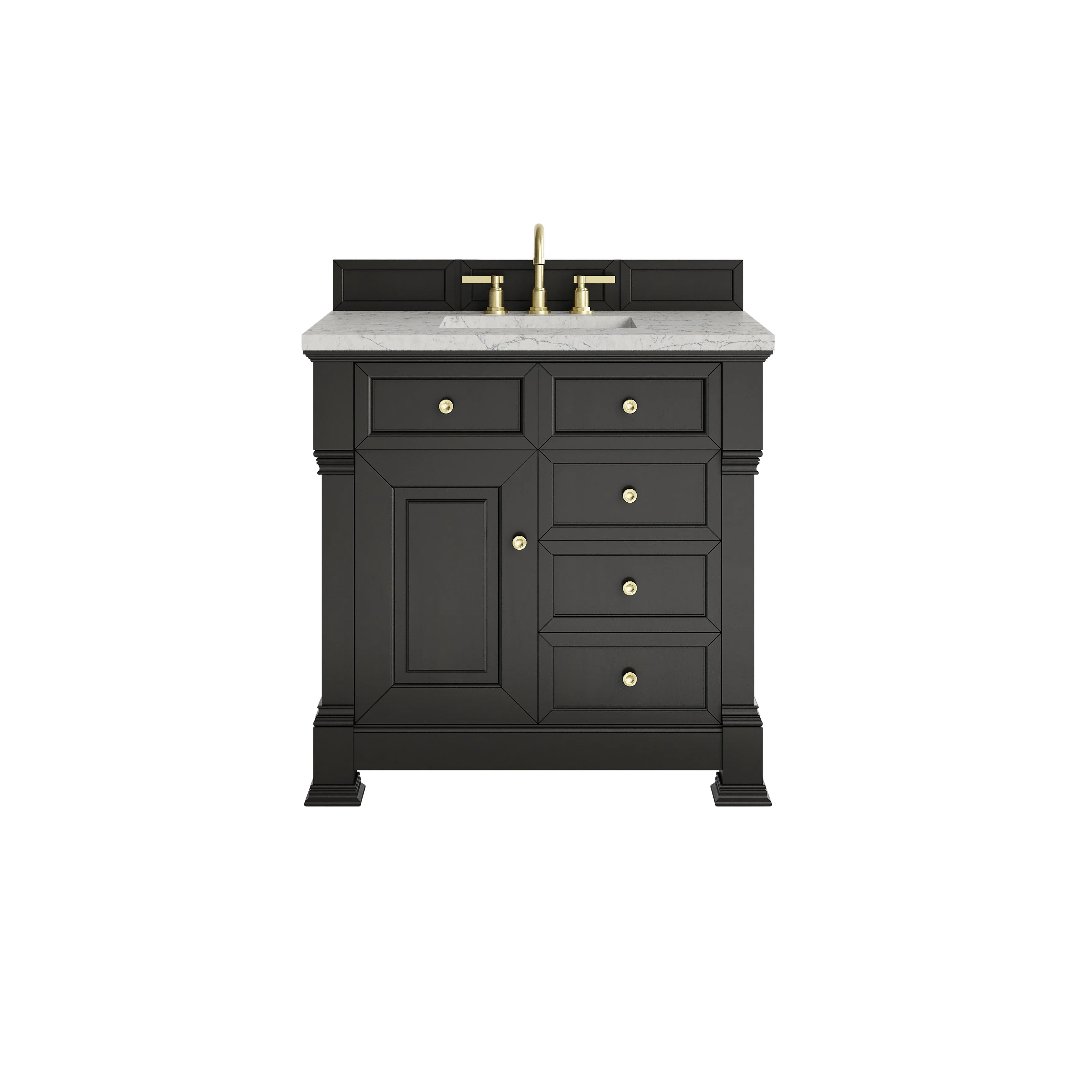 Brookfield 36" Single Vanity, Black Onyx w/ 3 CM Eternal Jasmine Pearl Silestone Top