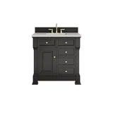 Brookfield 36" Single Vanity, Black Onyx w/ 3 CM Eternal Jasmine Pearl Silestone Top