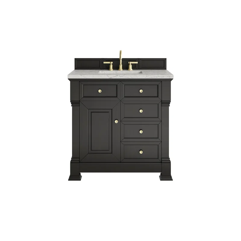 Brookfield 36" Single Vanity, Black Onyx w/ 3 CM Eternal Jasmine Pearl Silestone Top