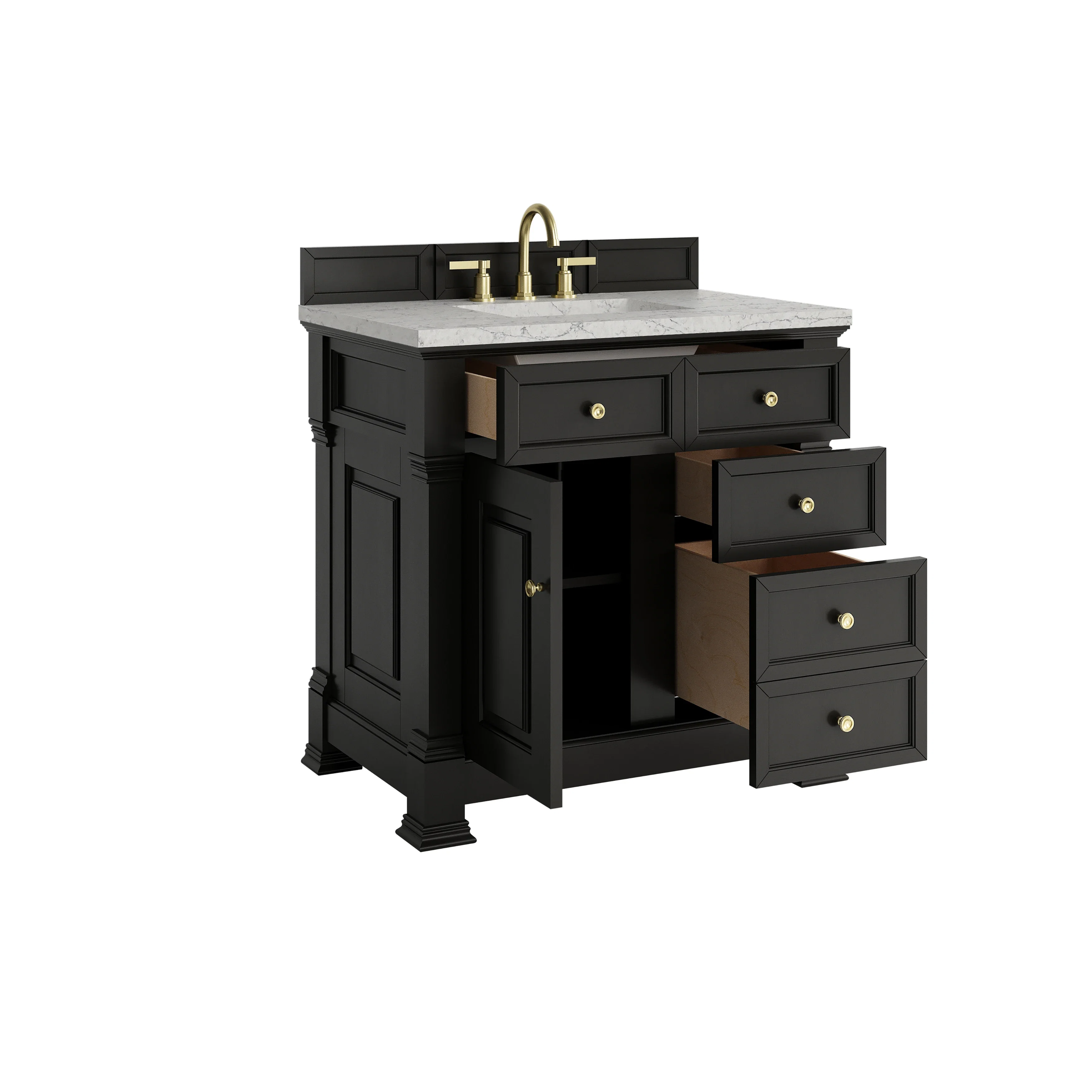 Brookfield 36" Single Vanity, Black Onyx w/ 3 CM Eternal Jasmine Pearl Silestone Top