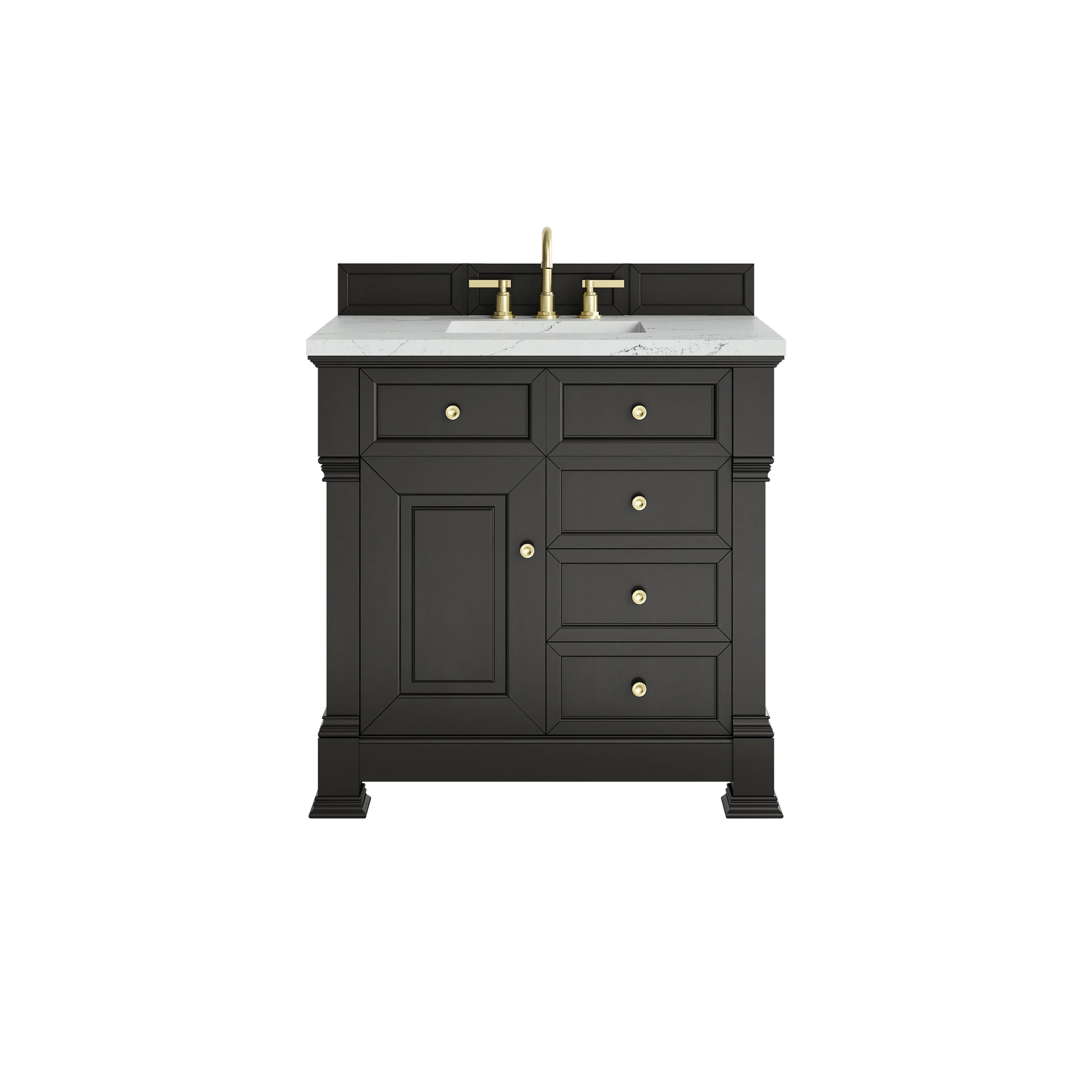 Brookfield 36" Single Vanity, Black Onyx w/ 3 CM Ethereal Noctis Silestone Top