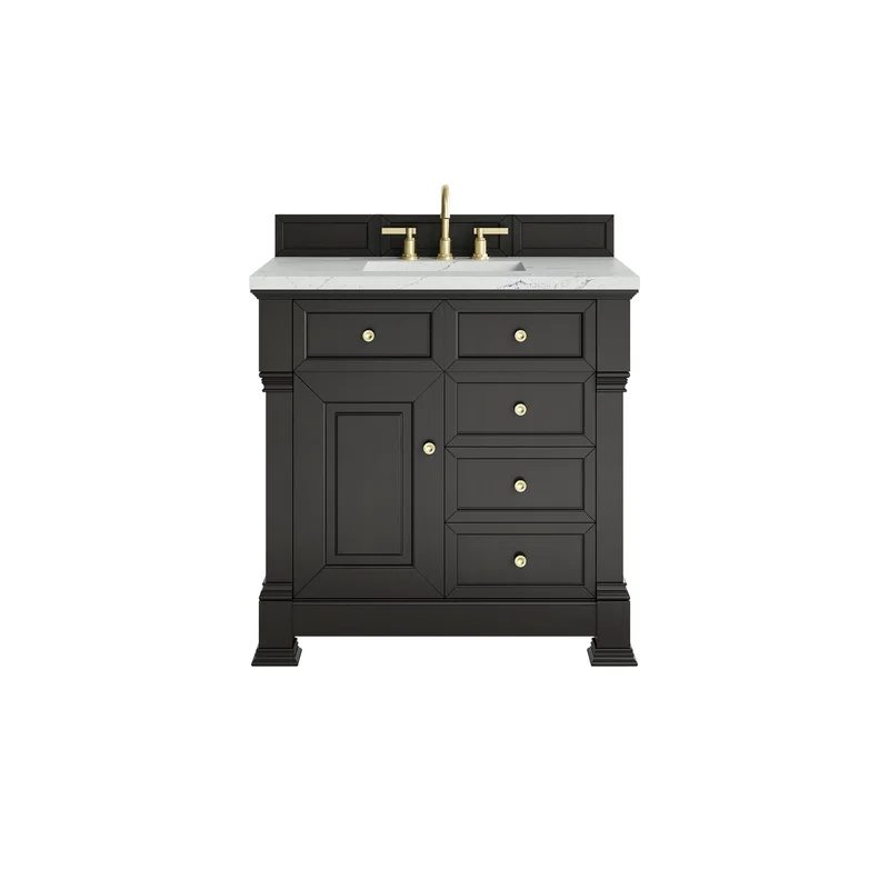 Brookfield 36" Single Vanity, Black Onyx w/ 3 CM Ethereal Noctis Silestone Top