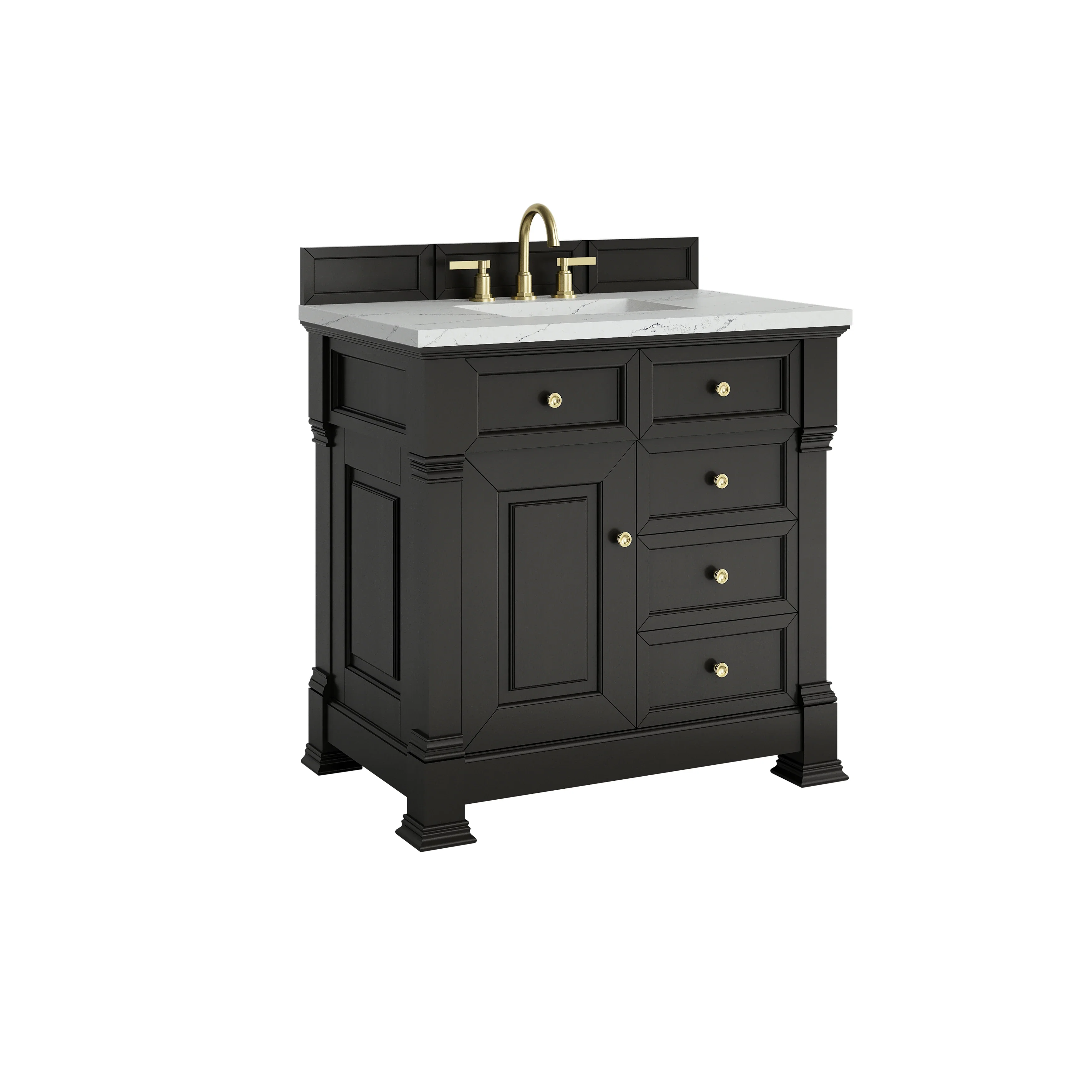 Brookfield 36" Single Vanity, Black Onyx w/ 3 CM Ethereal Noctis Silestone Top
