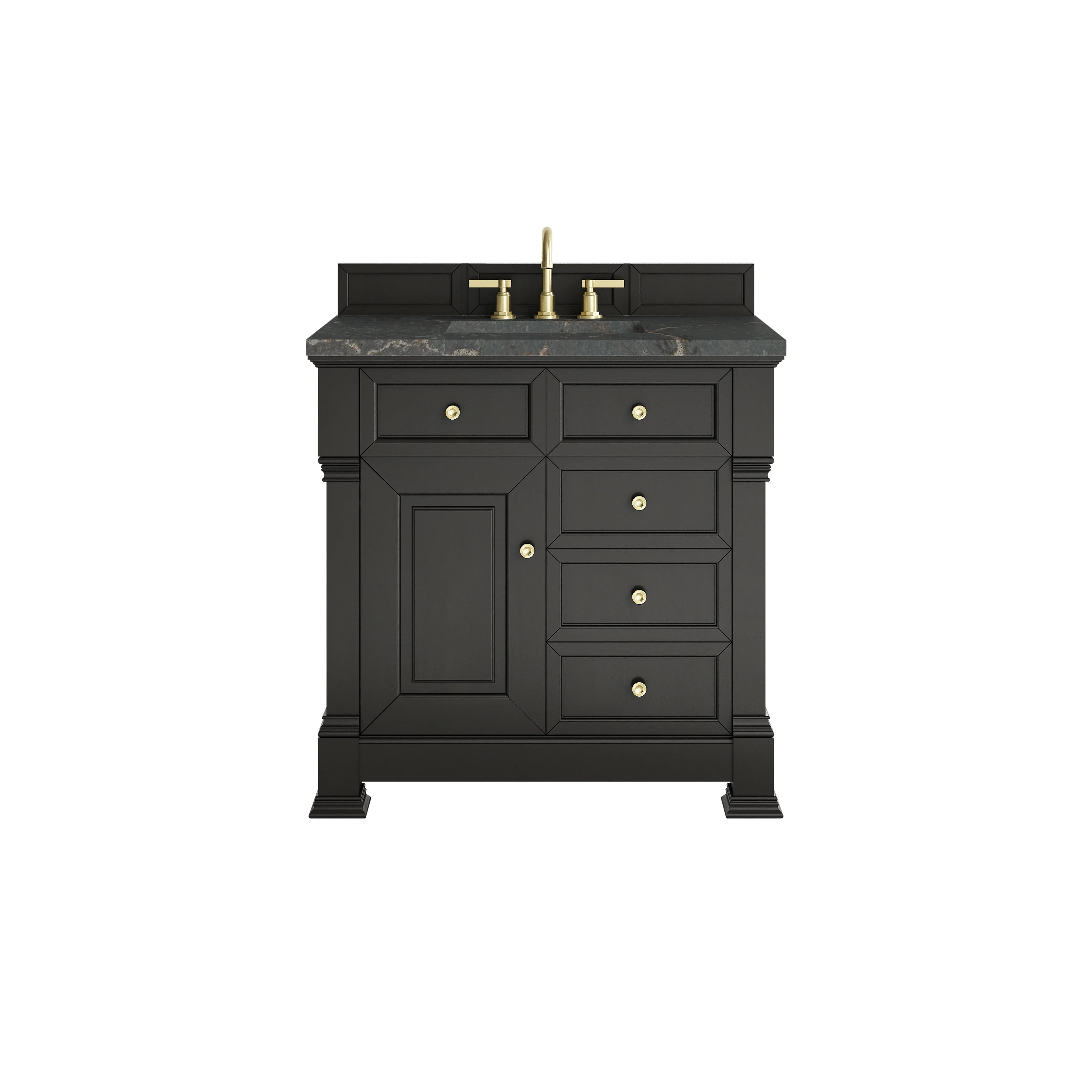 Brookfield 36" Single Vanity, Black Onyx w/ 3 CM Parisien Bleu Silestone Top