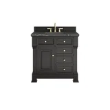 Brookfield 36" Single Vanity, Black Onyx w/ 3 CM Parisien Bleu Silestone Top
