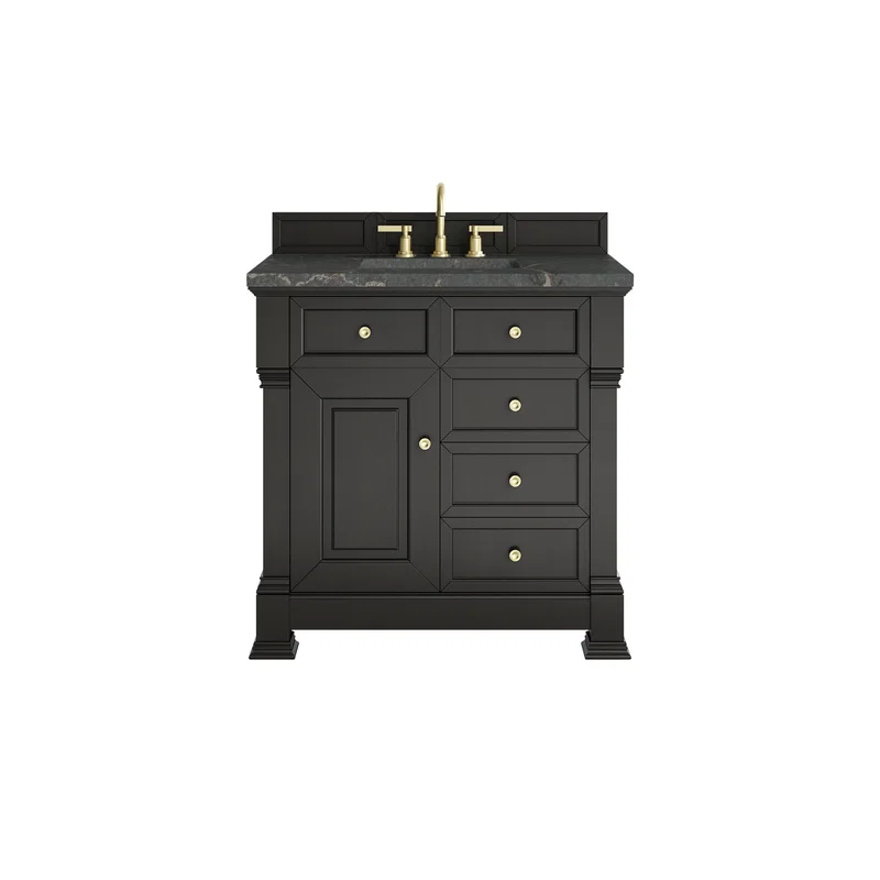 Brookfield 36" Single Vanity, Black Onyx w/ 3 CM Parisien Bleu Silestone Top